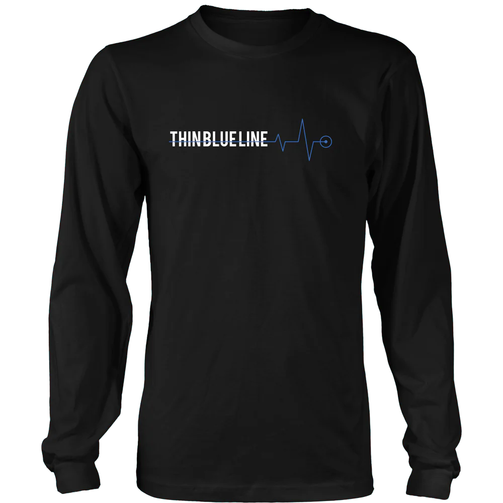 Thin Blue Line Heartbeat Shirts and Hoodies - Image 5