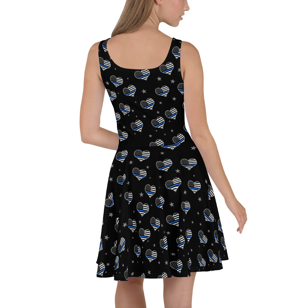 Thin Blue Line Hearts Skater Dress - Image 2