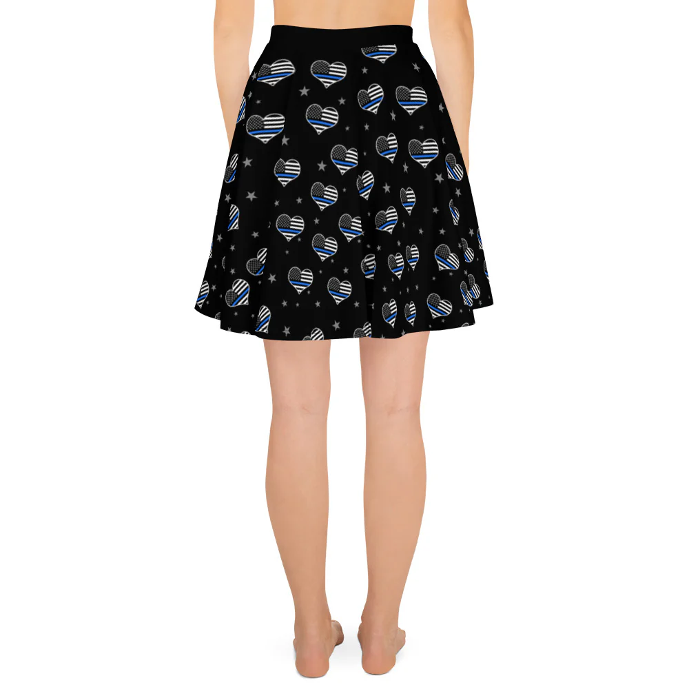 Thin Blue Line Hearts Skater Skirt - Image 2