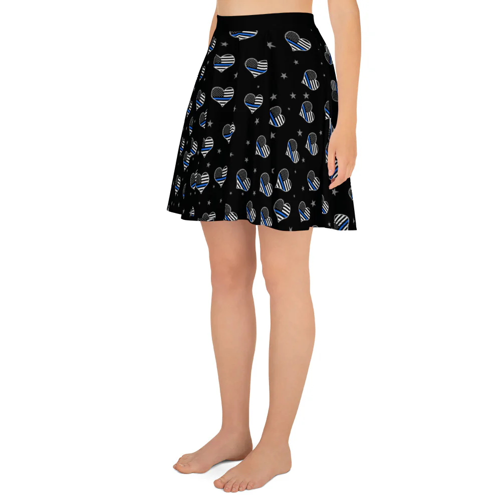 Thin Blue Line Hearts Skater Skirt - Image 3