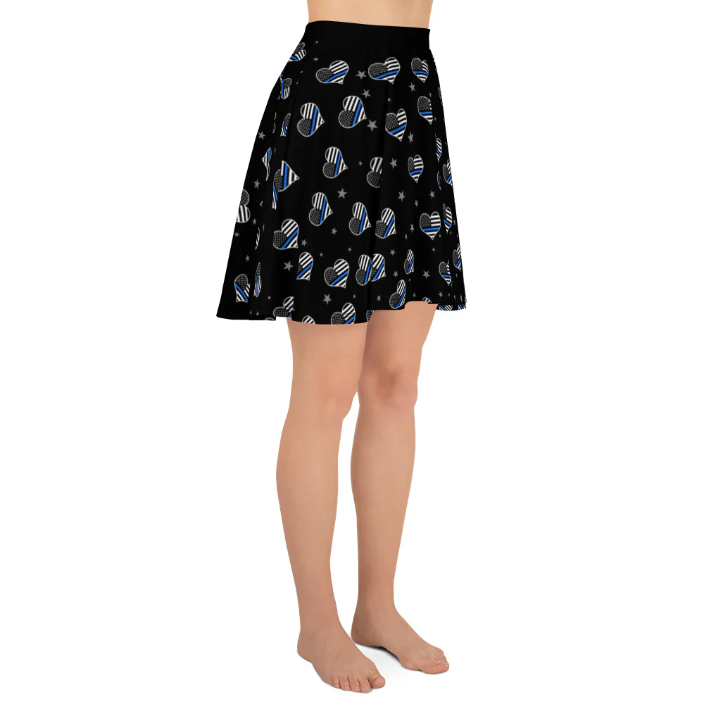 Thin Blue Line Hearts Skater Skirt - Image 4
