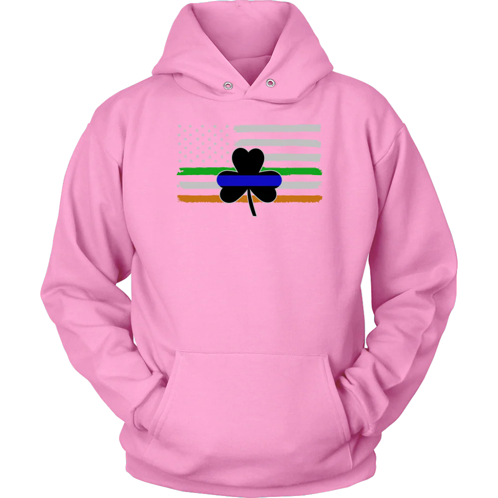 Thin Blue Line Shamrock Distress Irish Flag Shirts & Hoodies - Image 10