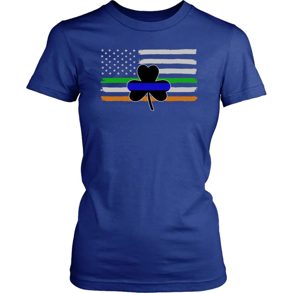 Thin Blue Line Shamrock Distress Irish Flag Shirts & Hoodies - Image 12