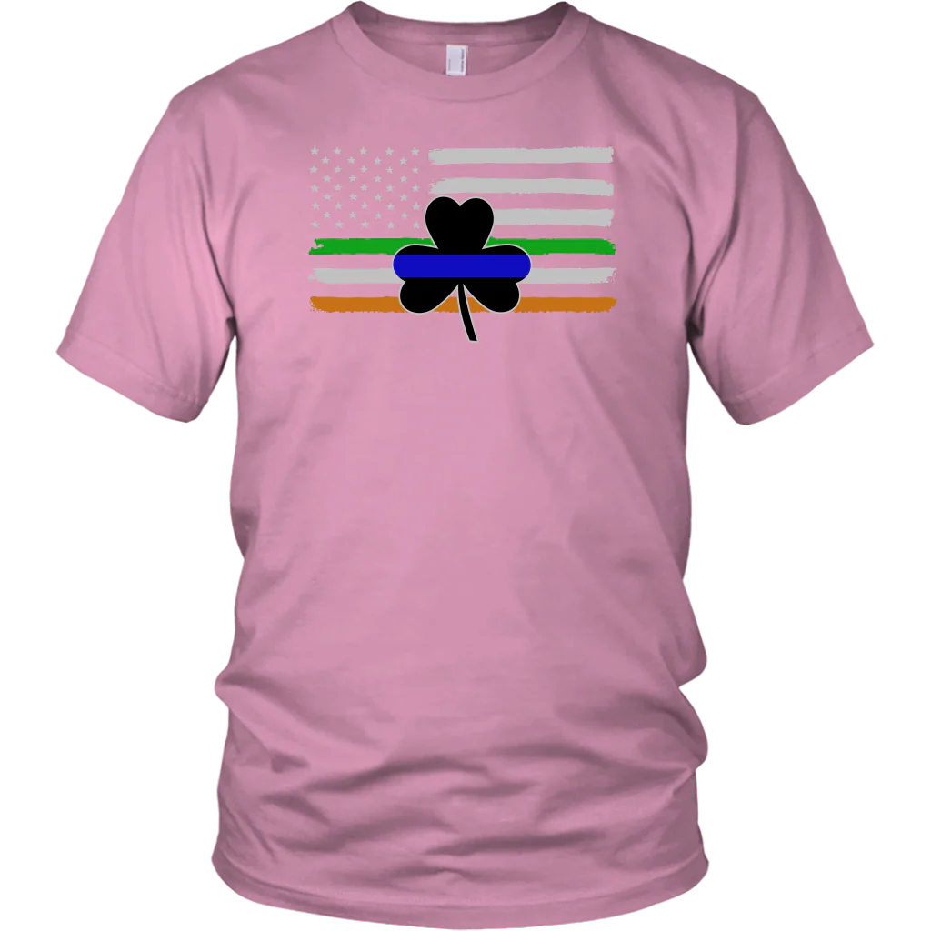 Thin Blue Line Shamrock Distress Irish Flag Shirts & Hoodies - Image 4