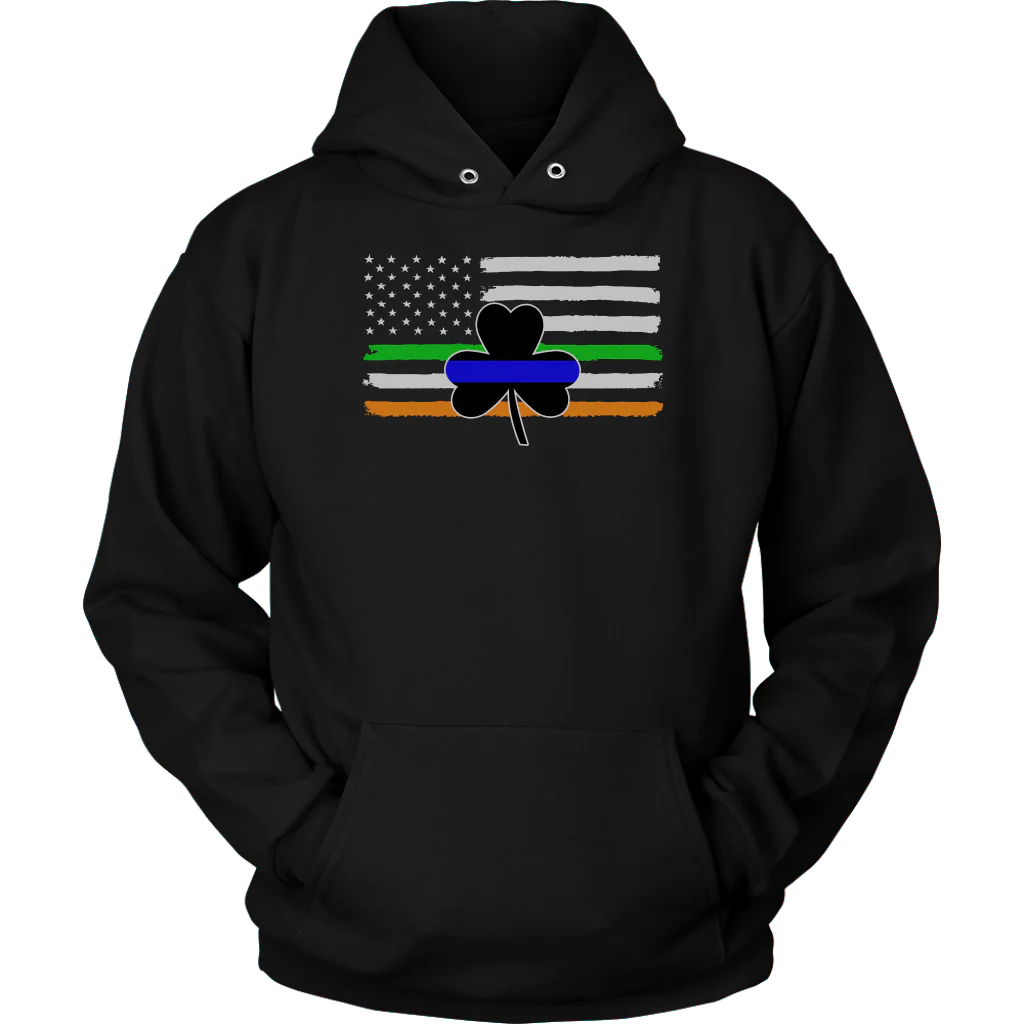 Thin Blue Line Shamrock Distress Irish Flag Shirts & Hoodies - Image 8