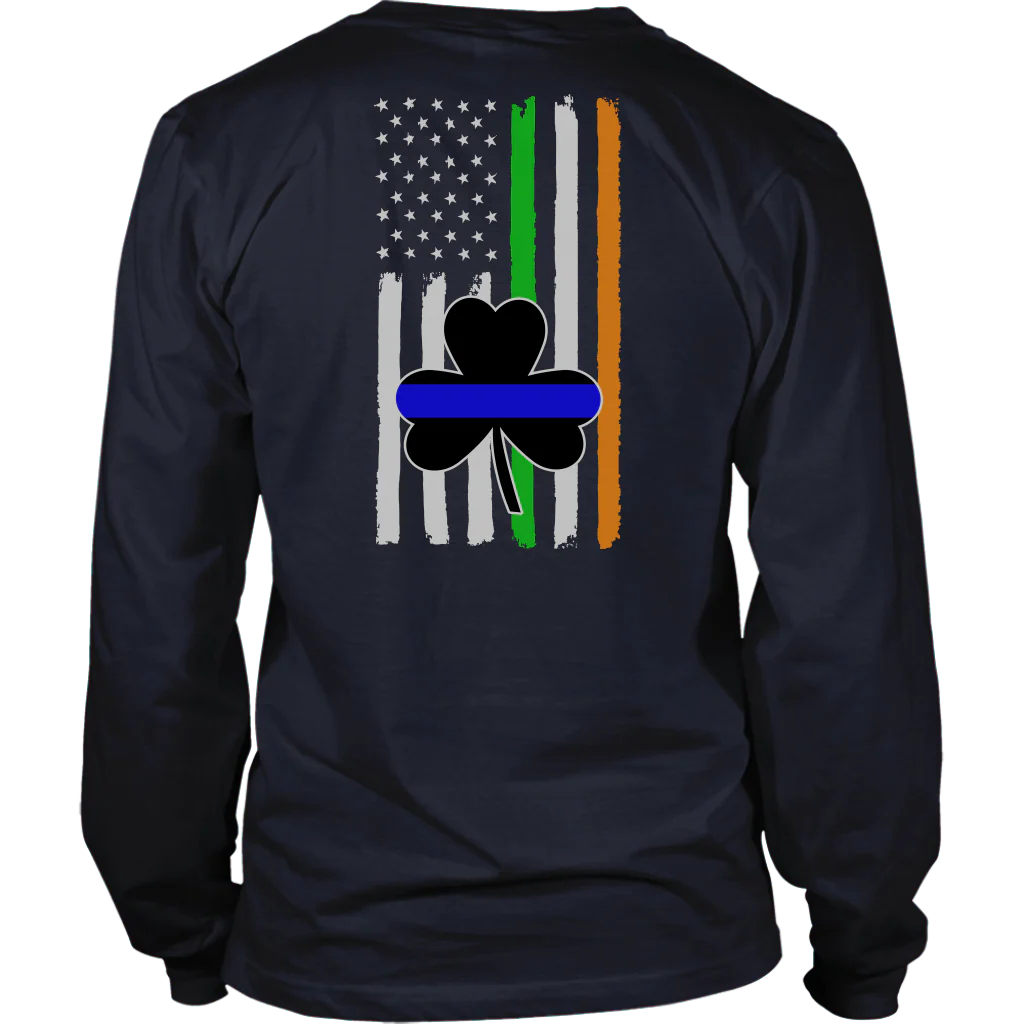 Thin Blue Line Shamrock Distress Irish Flag Shirts & Hoodies - Image 10
