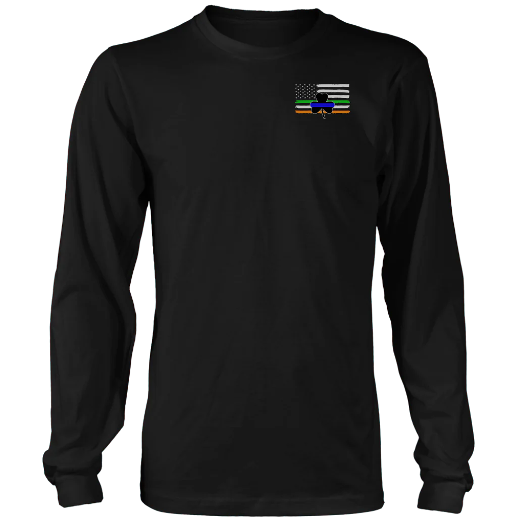 Thin Blue Line Shamrock Distress Irish Flag Shirts & Hoodies - Image 11