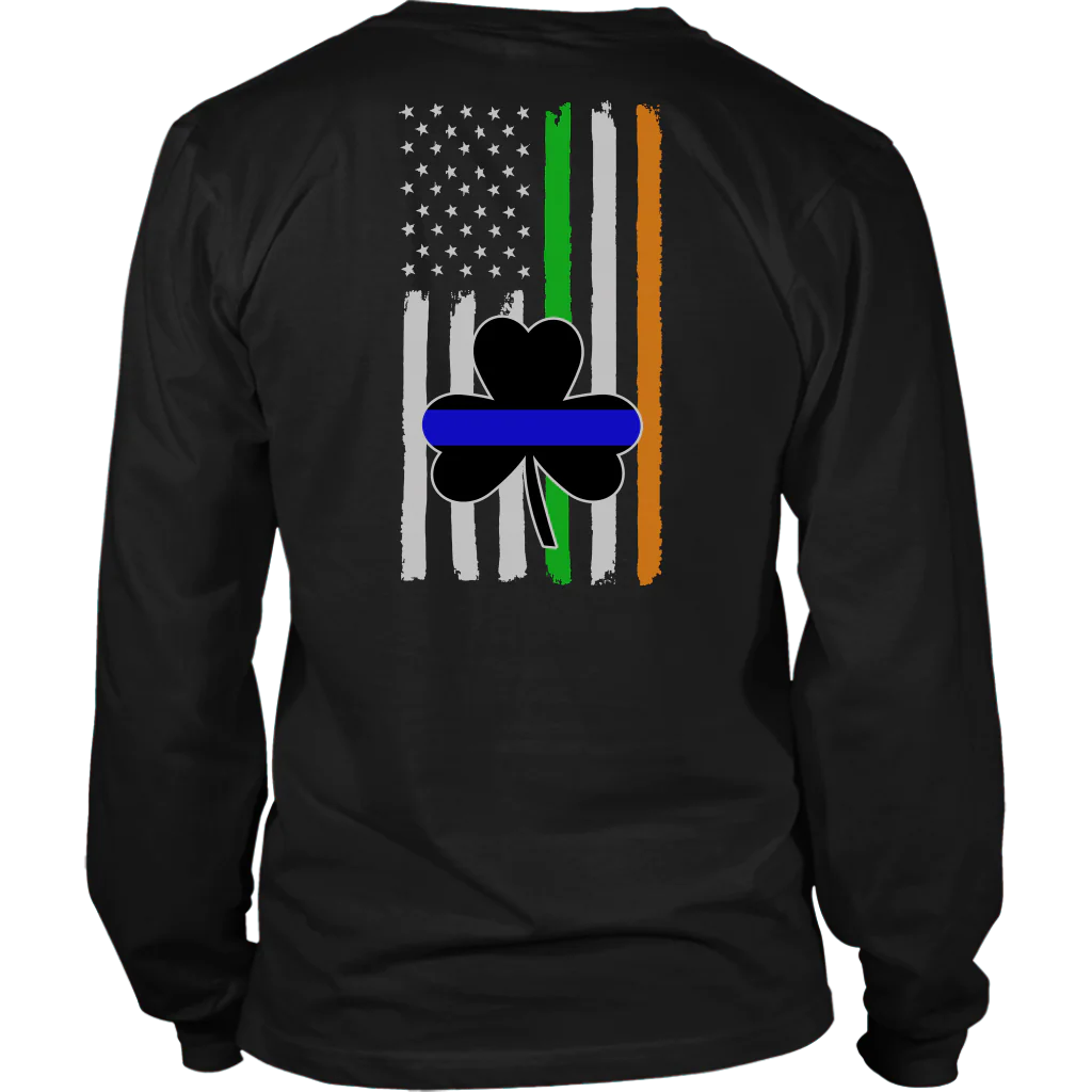 Thin Blue Line Shamrock Distress Irish Flag Shirts & Hoodies - Image 12