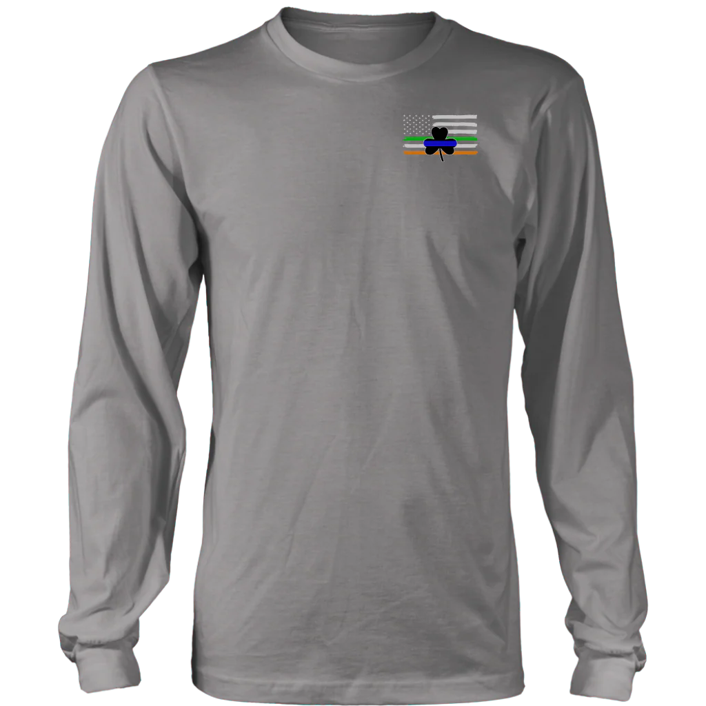 Thin Blue Line Shamrock Distress Irish Flag Shirts & Hoodies - Image 13