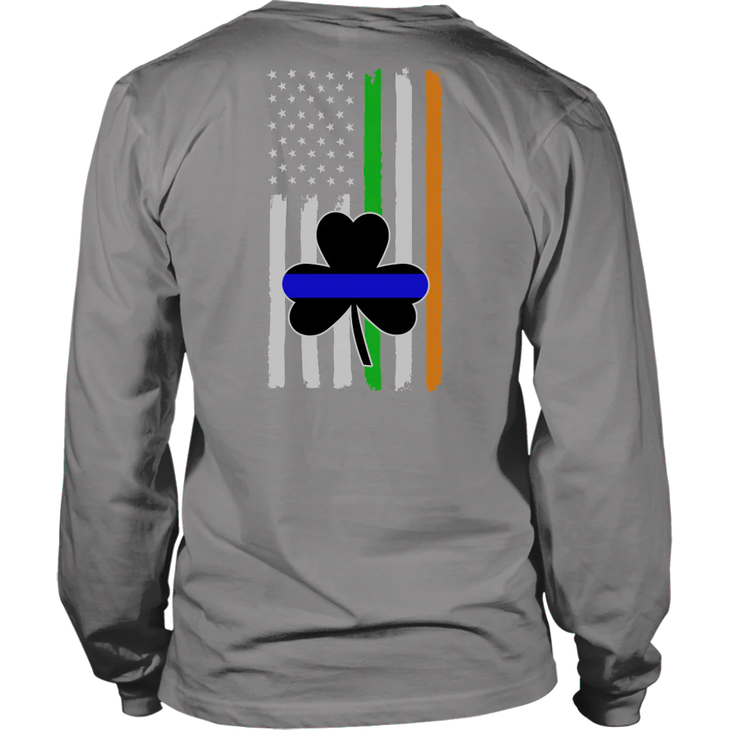 Thin Blue Line Shamrock Distress Irish Flag Shirts & Hoodies - Image 14