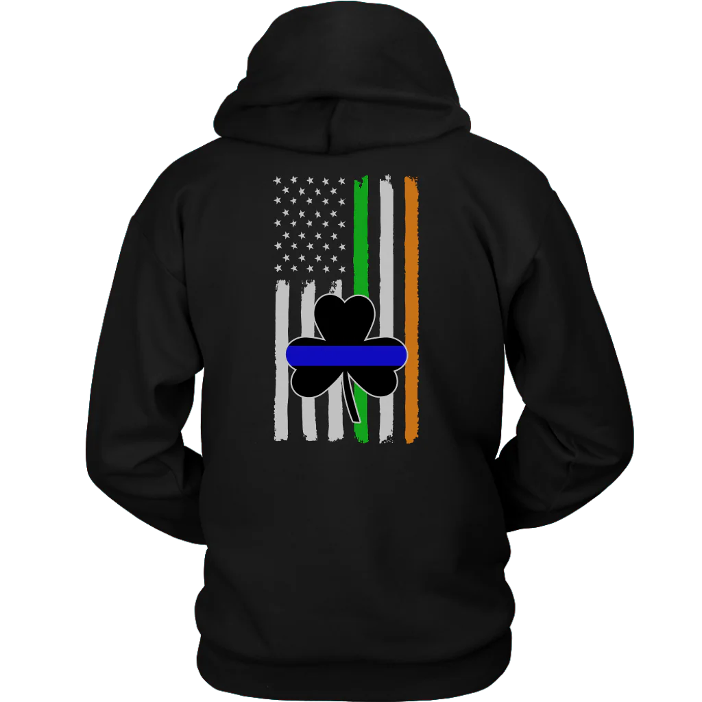 Thin Blue Line Shamrock Distress Irish Flag Shirts & Hoodies - Image 16