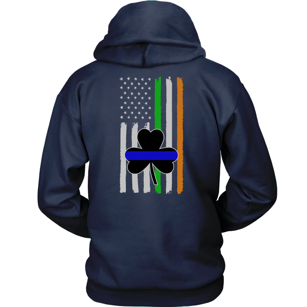 Thin Blue Line Shamrock Distress Irish Flag Shirts & Hoodies - Image 20