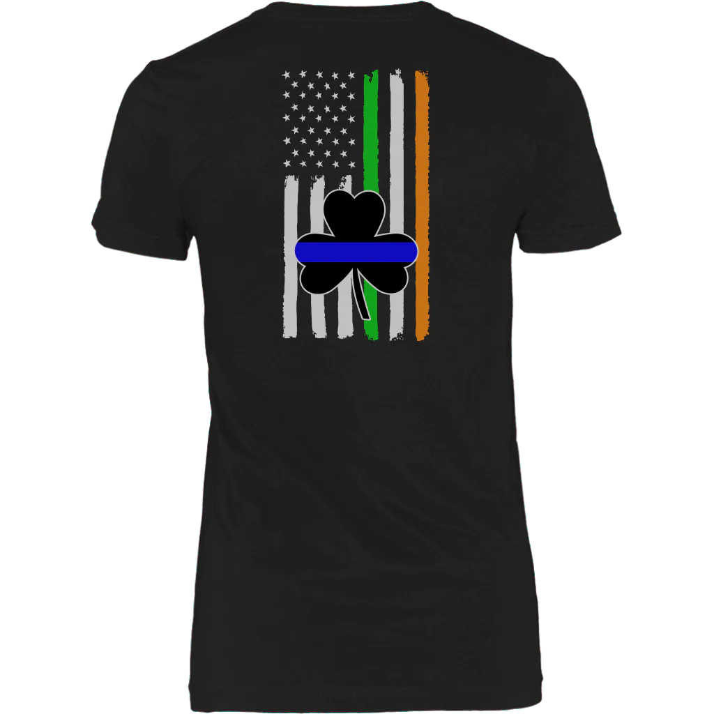 Thin Blue Line Shamrock Distress Irish Flag Shirts & Hoodies - Image 24