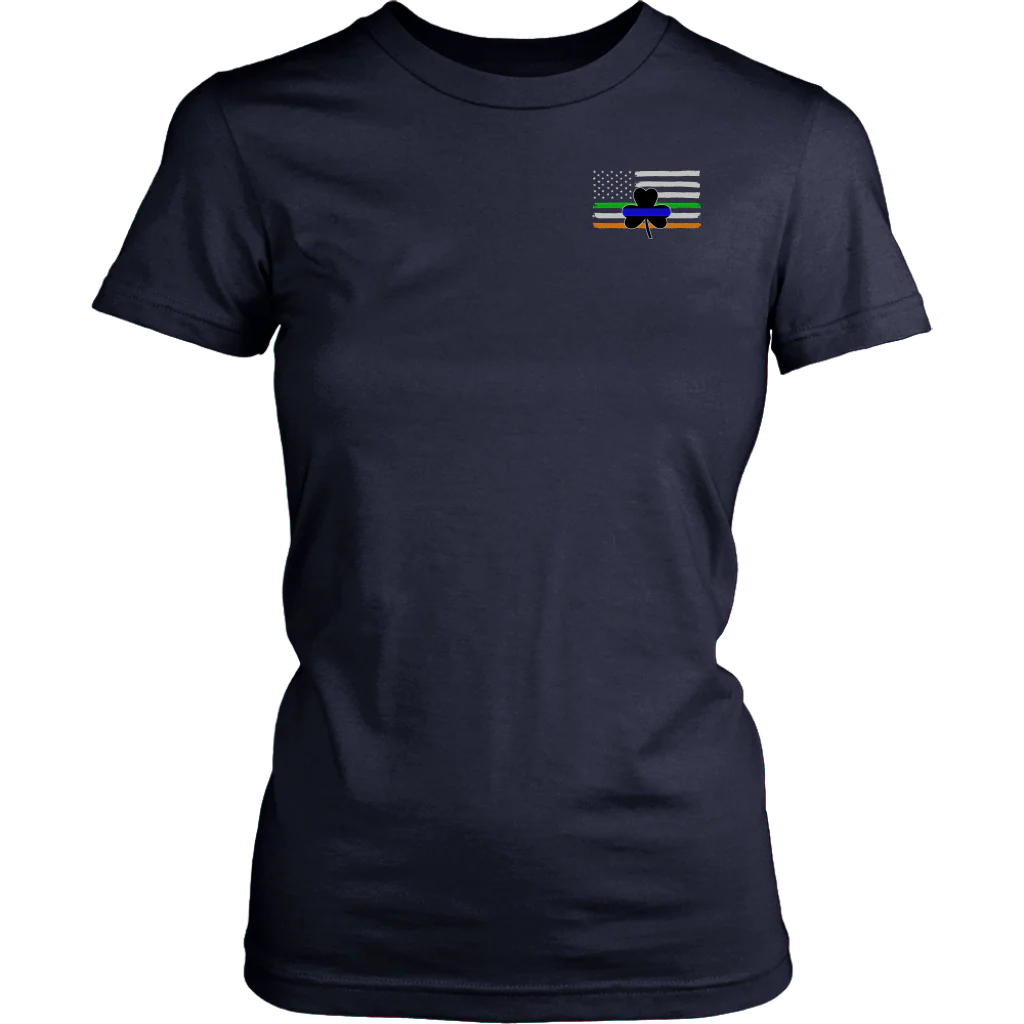 Thin Blue Line Shamrock Distress Irish Flag Shirts & Hoodies - Image 25
