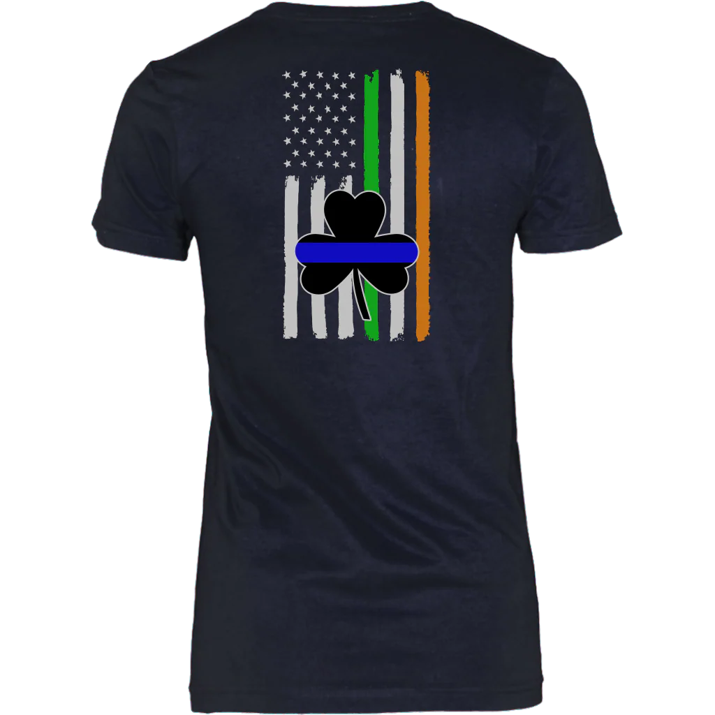 Thin Blue Line Shamrock Distress Irish Flag Shirts & Hoodies - Image 26