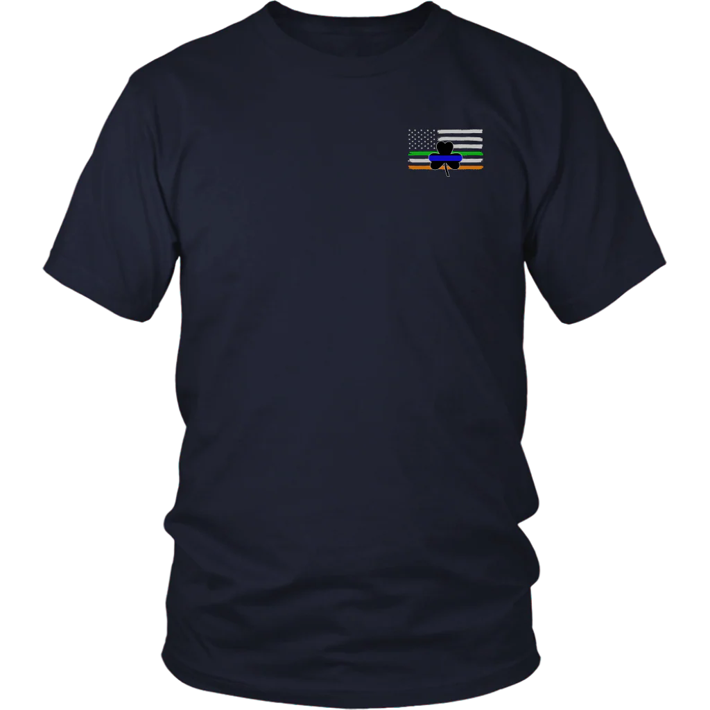 Thin Blue Line Shamrock Distress Irish Flag Shirts & Hoodies - Image 4