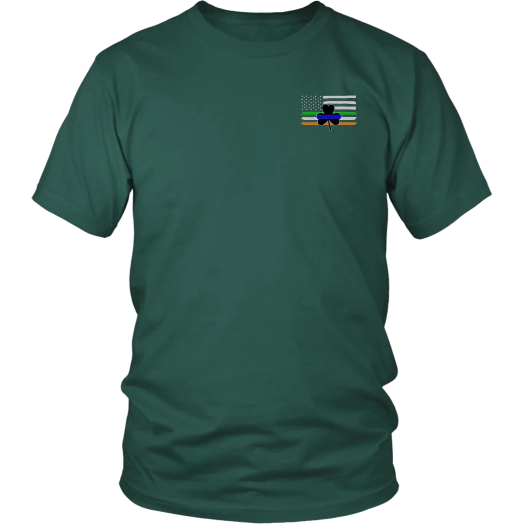 Thin Blue Line Shamrock Distress Irish Flag Shirts & Hoodies - Image 5
