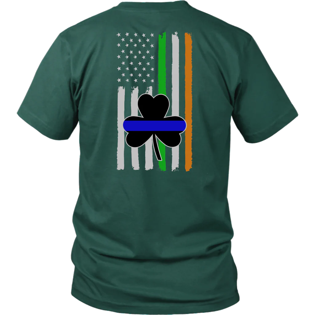 Thin Blue Line Shamrock Distress Irish Flag Shirts & Hoodies - Image 6