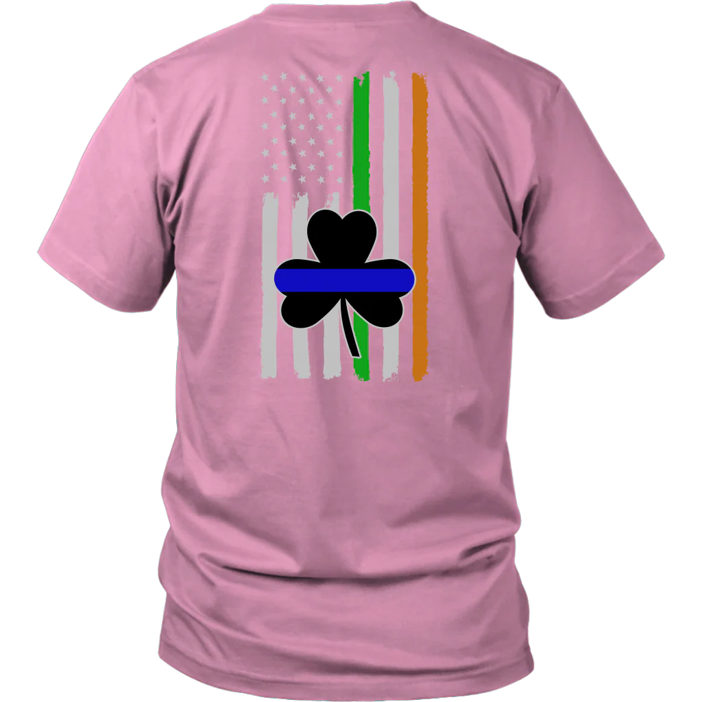 Thin Blue Line Shamrock Distress Irish Flag Shirts & Hoodies - Image 8
