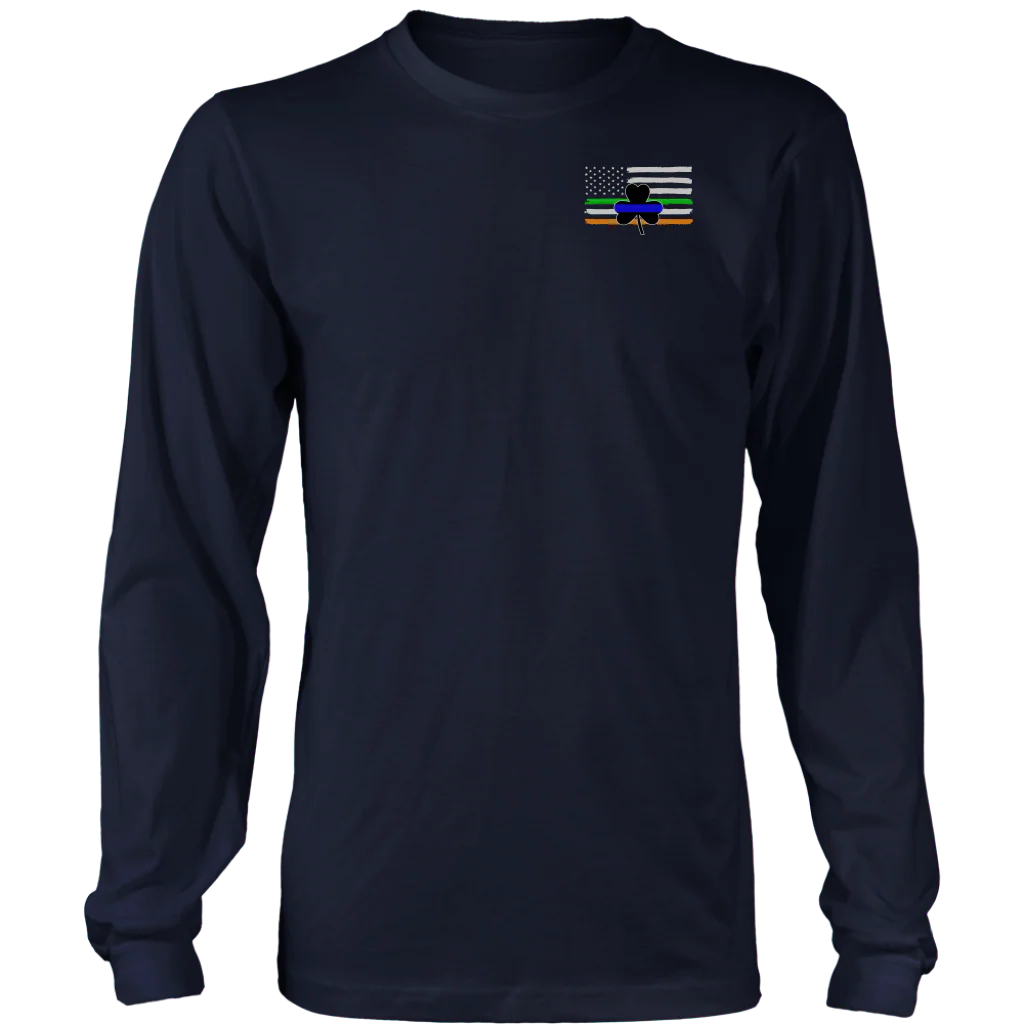 Thin Blue Line Shamrock Distress Irish Flag Shirts & Hoodies - Image 9