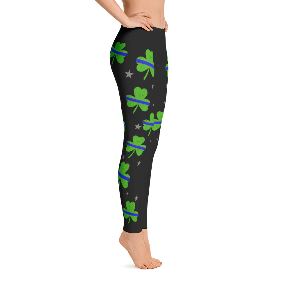 Thin Blue Line Shamrock Leggings - Image 4