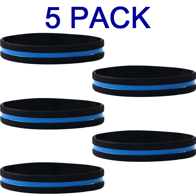 Thin Blue Line Silicone Bracelet - Image 3