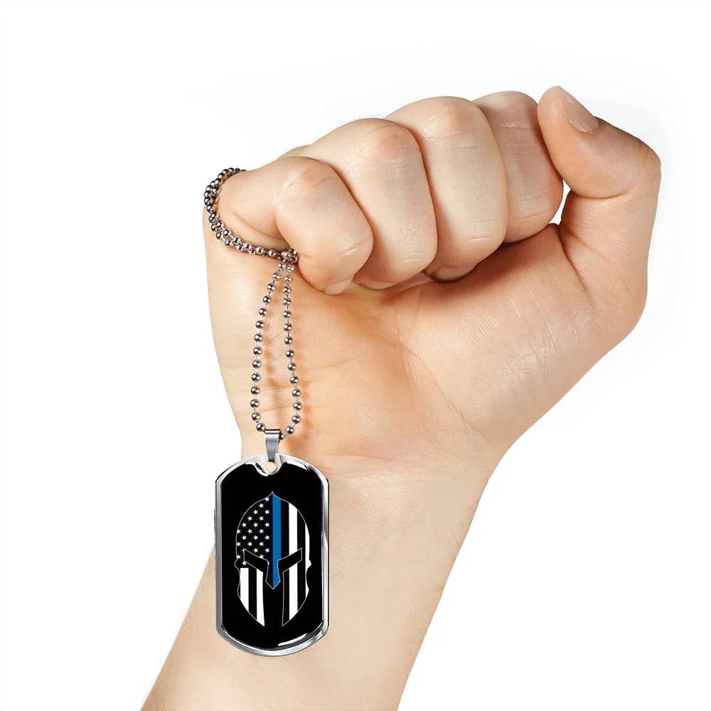 Thin Blue Line Spartan Dog Tag - Image 3