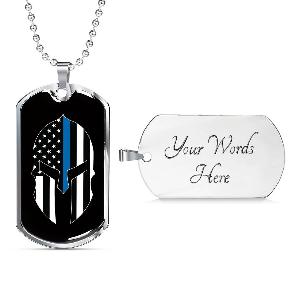 Thin Blue Line Spartan Dog Tag - Image 5