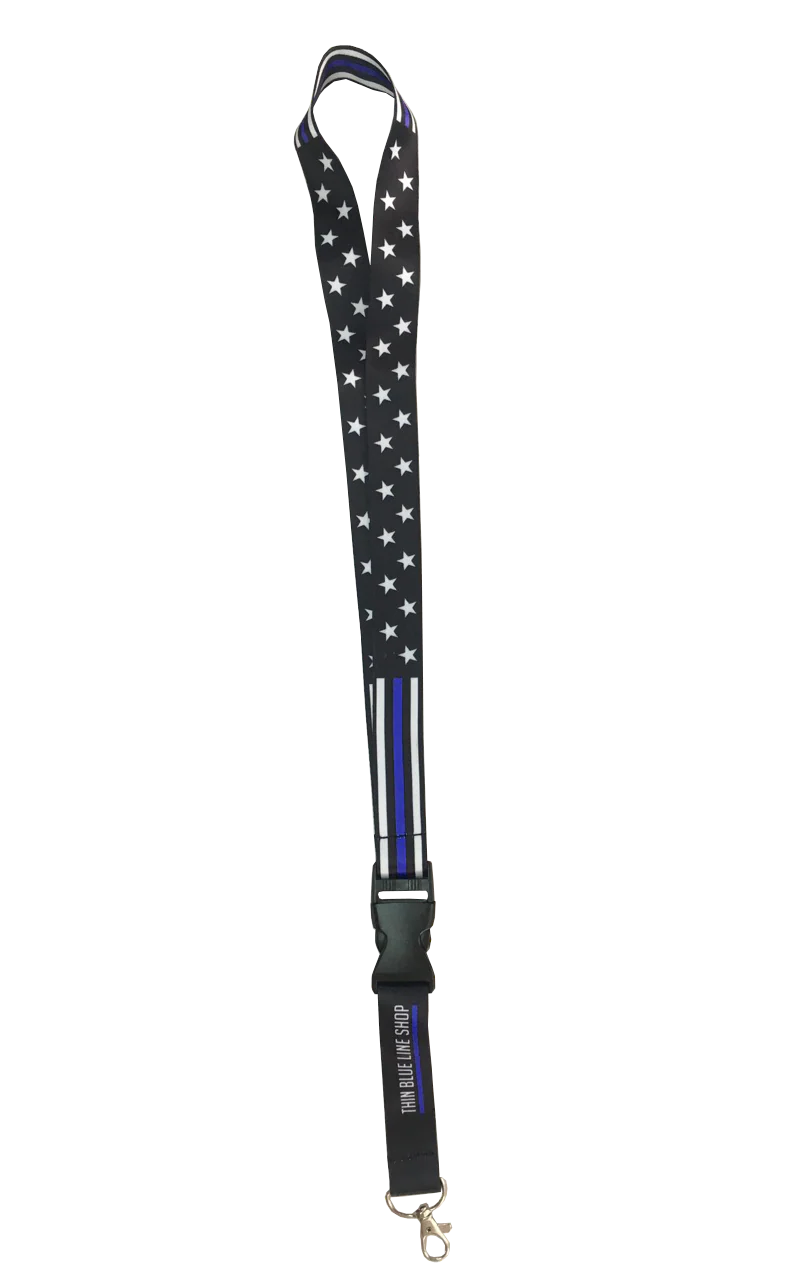 Thin Blue Line Stars and Stripes Lanyard - Image 3