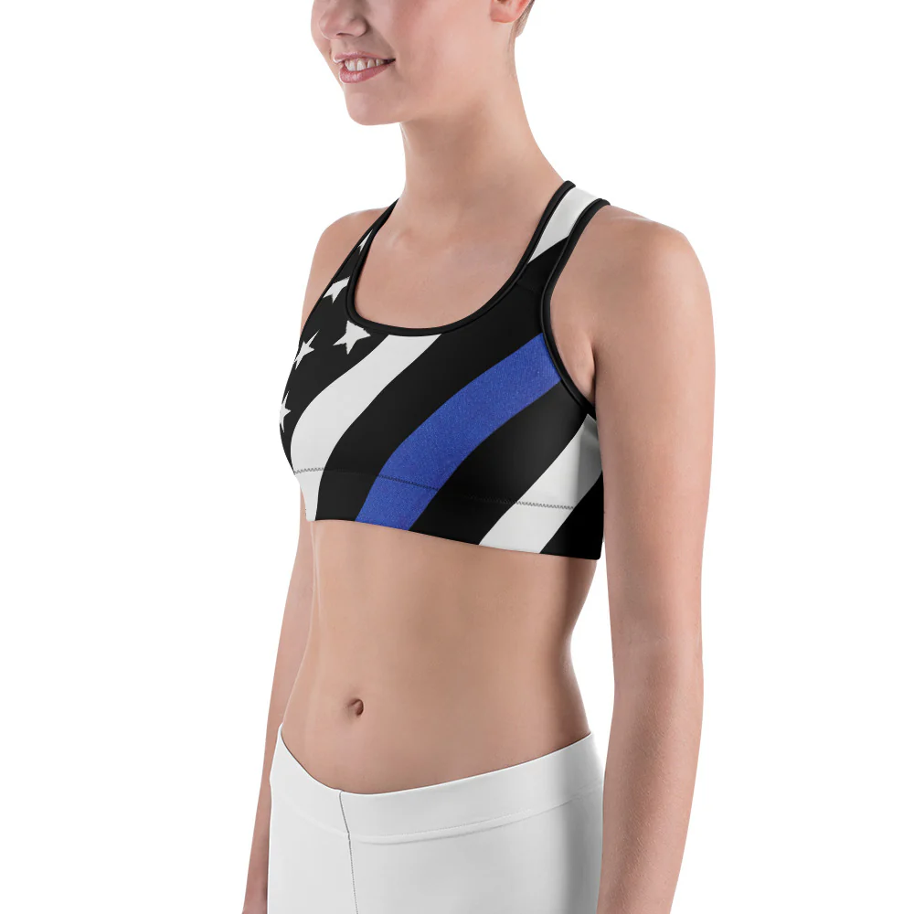 Thin Blue Line Stars and Stripes Sports Bra - Image 2