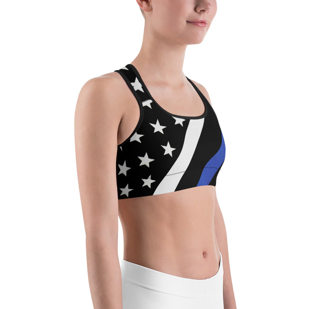 Thin Blue Line Stars and Stripes Sports Bra - Image 3