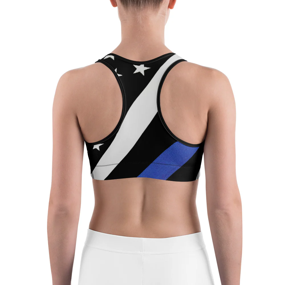 Thin Blue Line Stars and Stripes Sports Bra - Image 4