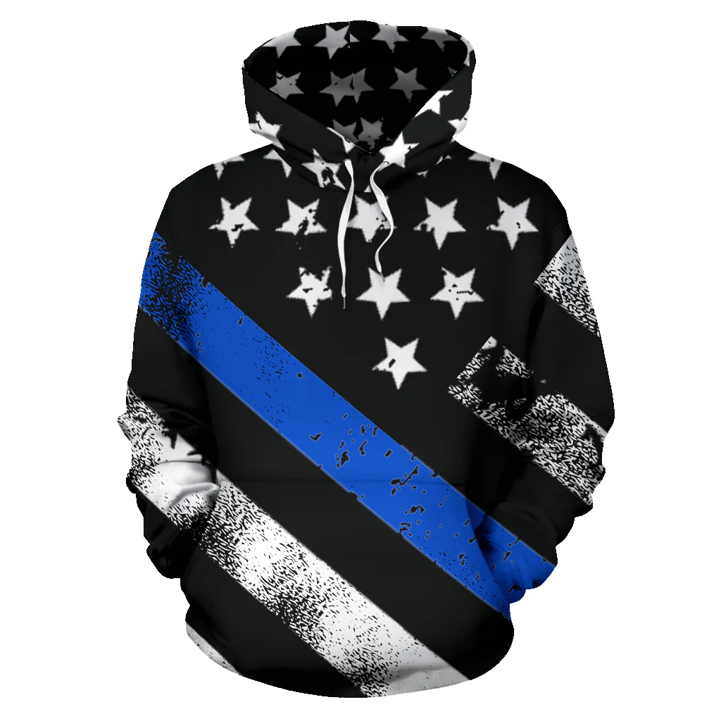 Thin Blue Line Stars & Stripes All Over Print Hoodie