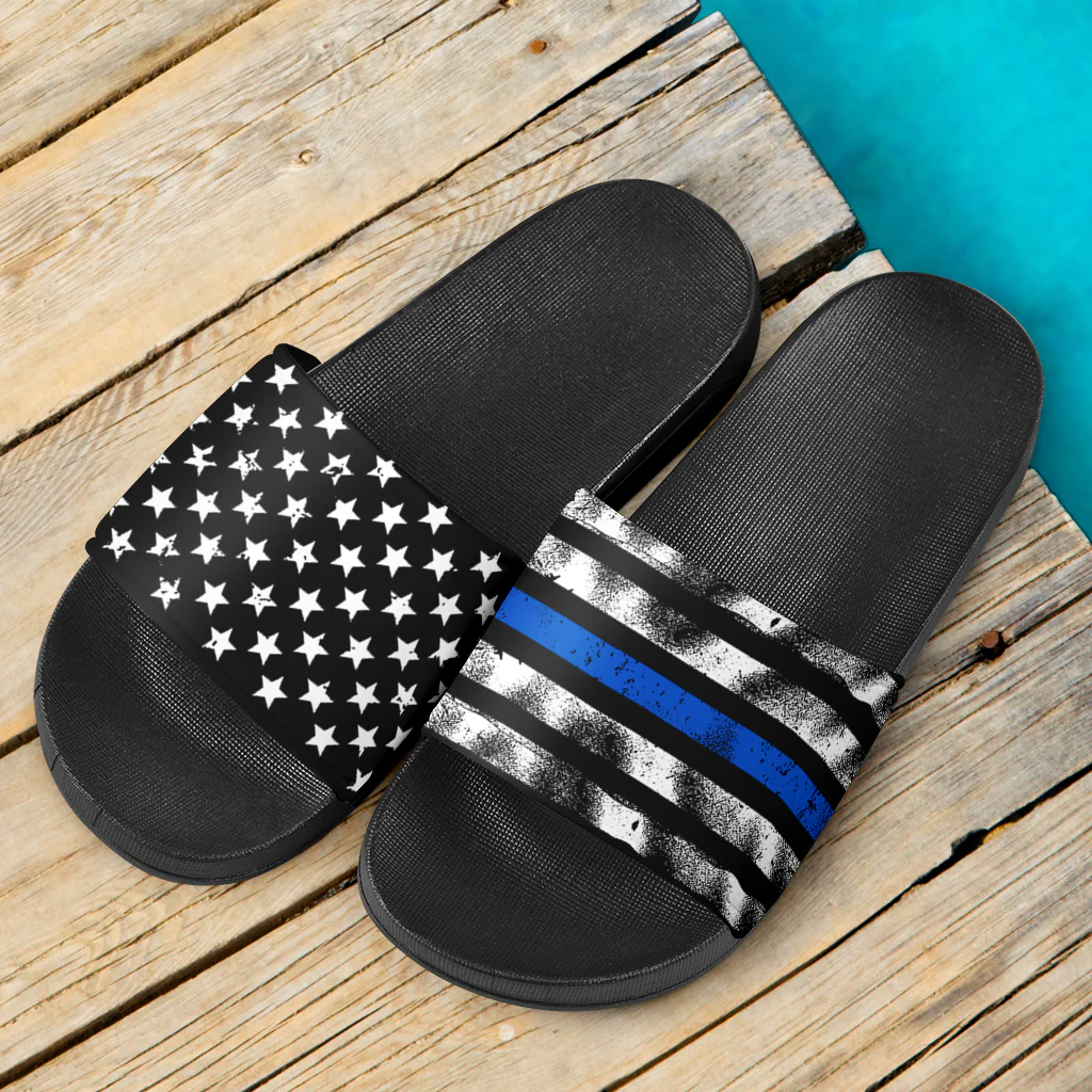 Thin Blue Stars and Stripes Slide Sandals - Image 3