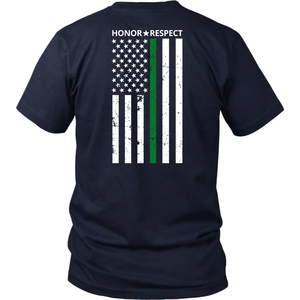 THIN GREEN LINE FLAG HONOR RESPECT SHIRTS AND HOODIES - Back design - Image 2
