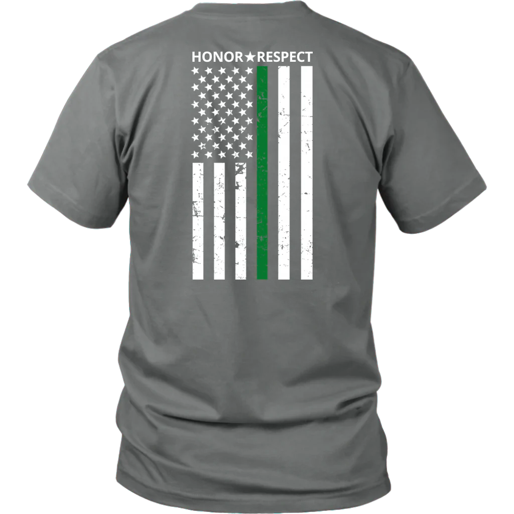 THIN GREEN LINE FLAG HONOR RESPECT SHIRTS AND HOODIES - Back design - Image 4