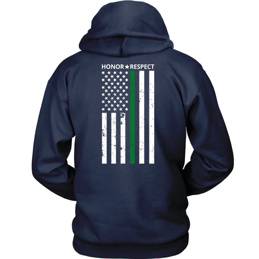 THIN GREEN LINE FLAG HONOR RESPECT SHIRTS AND HOODIES - Back design - Image 5
