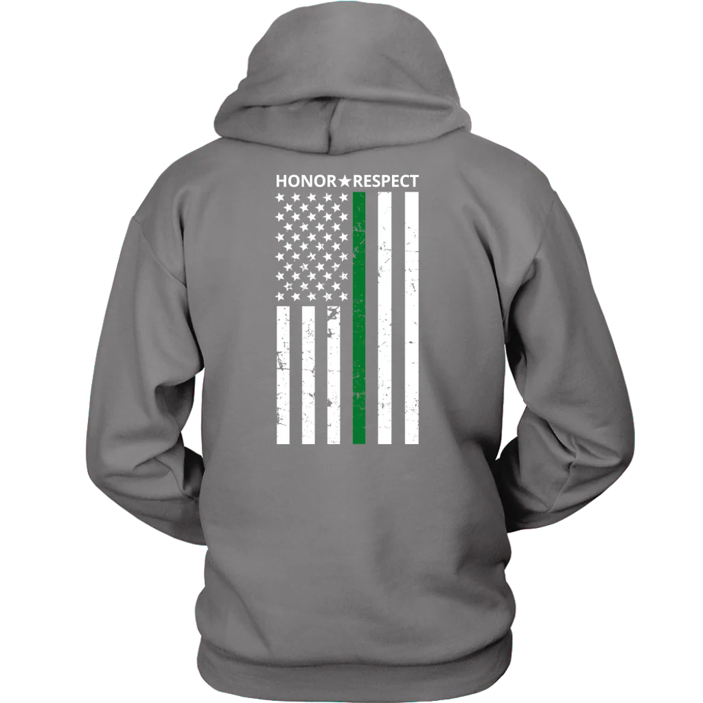 THIN GREEN LINE FLAG HONOR RESPECT SHIRTS AND HOODIES - Back design - Image 6