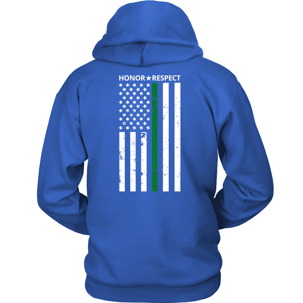 THIN GREEN LINE FLAG HONOR RESPECT SHIRTS AND HOODIES - Back design - Image 7