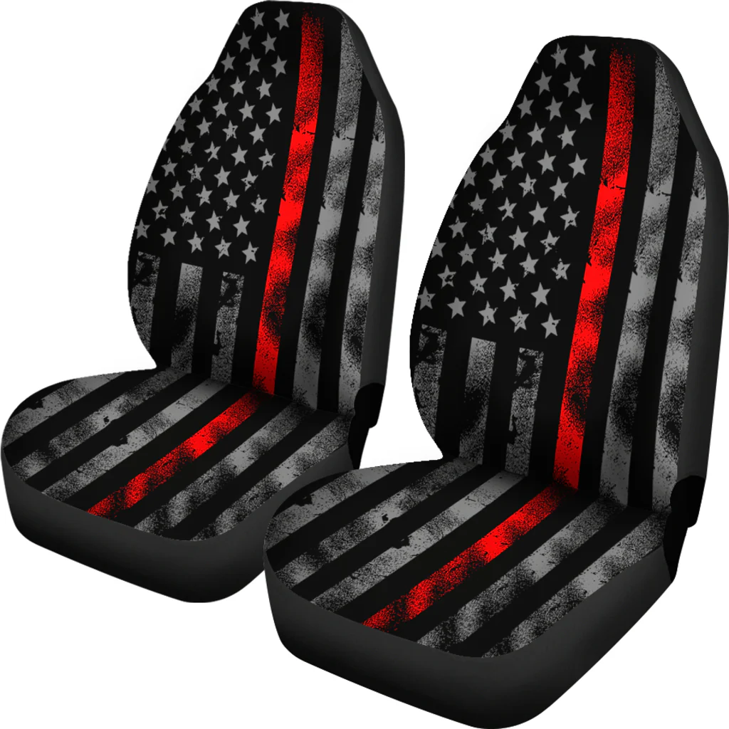 Tattered Thin Red Line Flag Car Seat Covers (Set Of 2) - Image 2