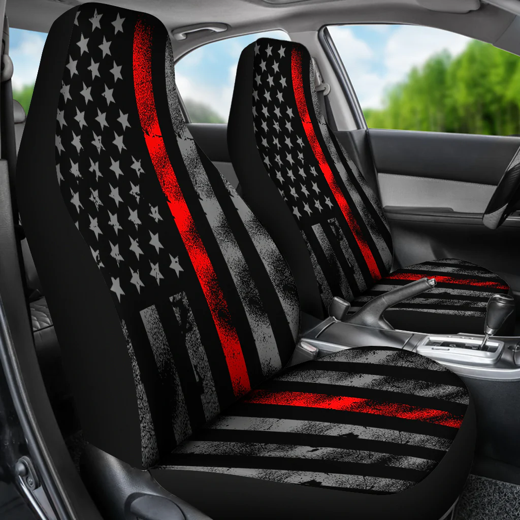 Tattered Thin Red Line Flag Car Seat Covers (Set Of 2) - Image 3