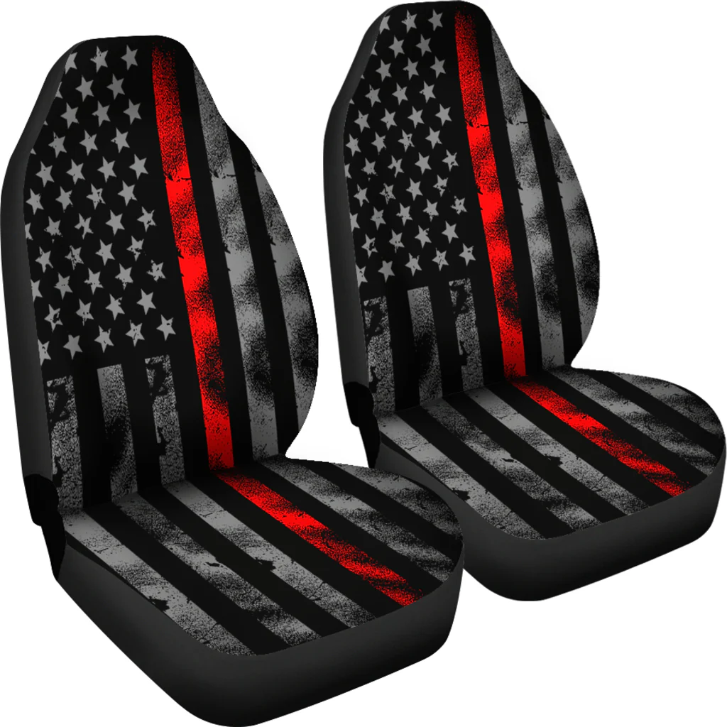 Tattered Thin Red Line Flag Car Seat Covers (Set Of 2) - Image 4