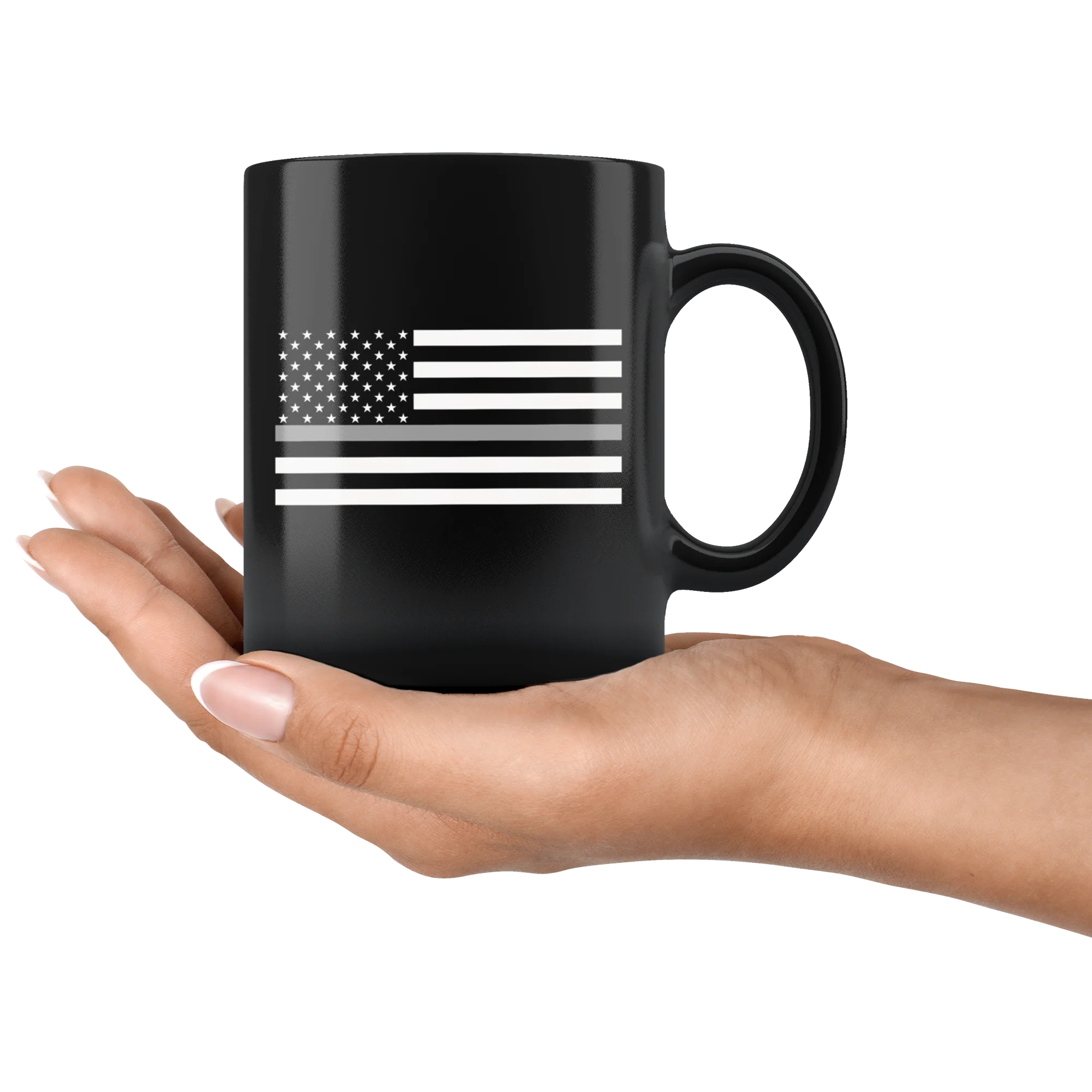 Thin Silver Line American Flag Mug - Image 4
