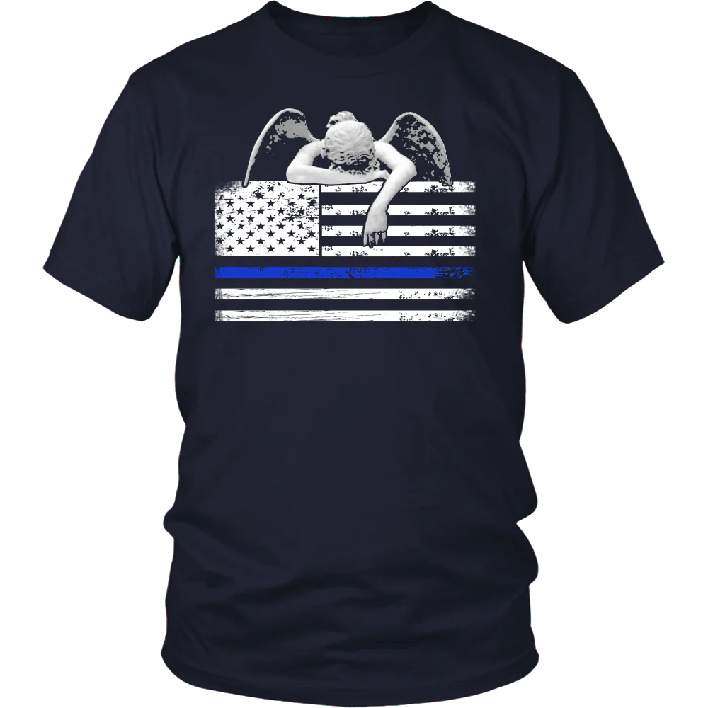 Weeping Angel Thin Blue Line Flag Shirts and Hoodies