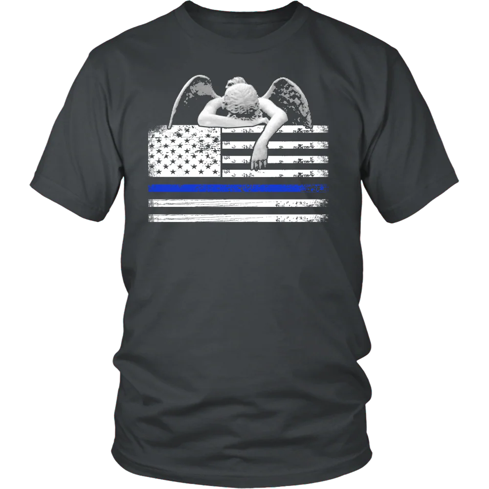 Weeping Angel Thin Blue Line Flag Shirts and Hoodies - Image 2