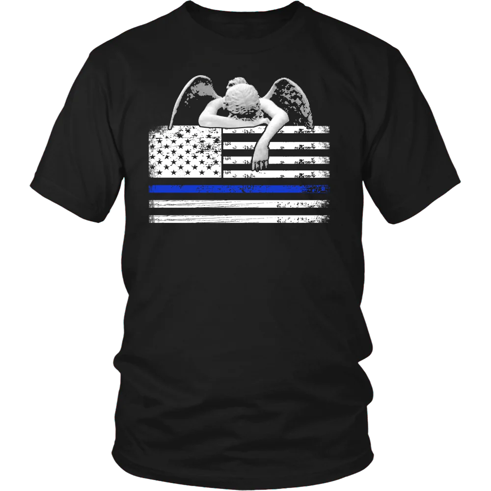 Weeping Angel Thin Blue Line Flag Shirts and Hoodies - Image 3