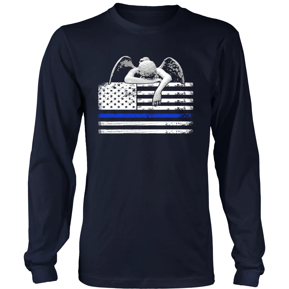 Weeping Angel Thin Blue Line Flag Shirts and Hoodies - Image 4
